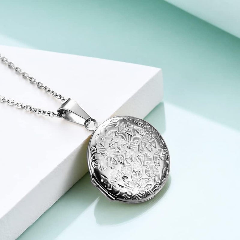 Weenkeey 2 Pcs Locket Necklace that Holds Pictures Stainless Steel Locket Pendant Necklace Memory Photo Pendant Necklace for Women Girls - Image 3
